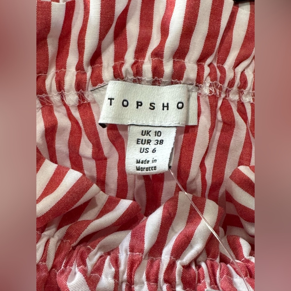 Topshop Striped Poplin Tiered Midi Dress Sz 6 NWT - Picture 4 of 7